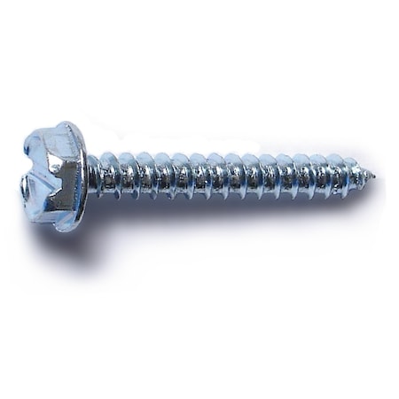 Midwest Fastener Sheet Metal Screw, #6 x 1 in, Zinc Plated Steel Flange Hex Head Slotted Drive, 100 PK 02914